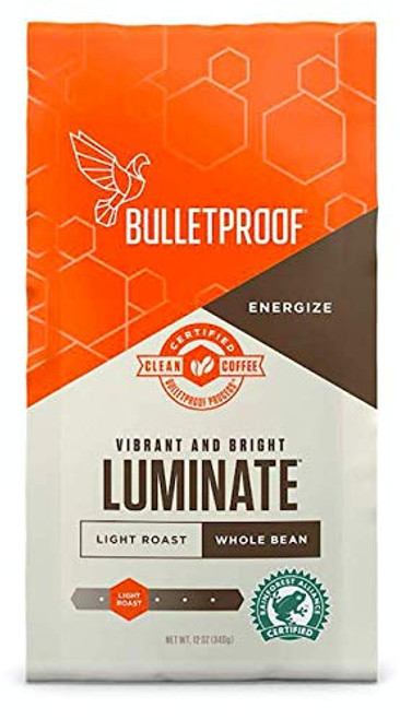 Bulletproof Luminate Light Roast Coffee - Premium Gourmet Light Roast Organic Beans, Rainforest Alliance, Certified Clean Coffee, Whole Bean Bulletproof Luminate Light Roast Coffee - Premium Gourmet Light Roast Organic Beans, Rainforest Alliance, Certified Clean Coffee, Whole Bean