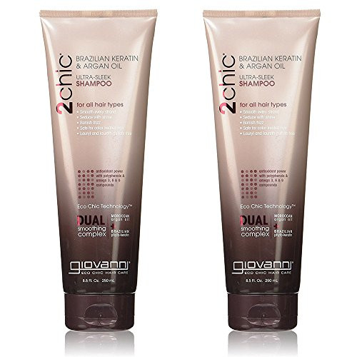 Giovanni 2chic Brazilian Keratin and Argan Oil UltraSleek Shampoo Value Pack  Two 85 Ounce Bottles 170 Fluid Ounces Total Value Pack