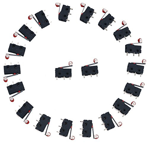 URBEST Micro Switch SPDT 250V 5A Momentary 1NO 1NC Snap Action 3 Terminals Hinge Roller Limit Lever Arm Actuator 20Pack