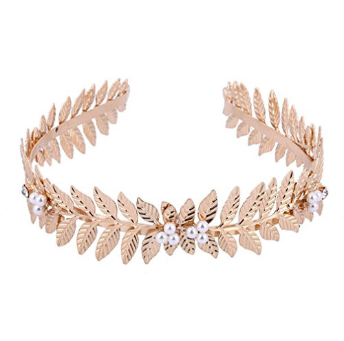 FXmimior Handmade Gold Bridal Wedding Crown Leaf Headband Women Crystal Tiara Headpiece FXmimior Handmade Gold Bridal Wedding Crown Leaf Headband Women Crystal Tiara Headpiece