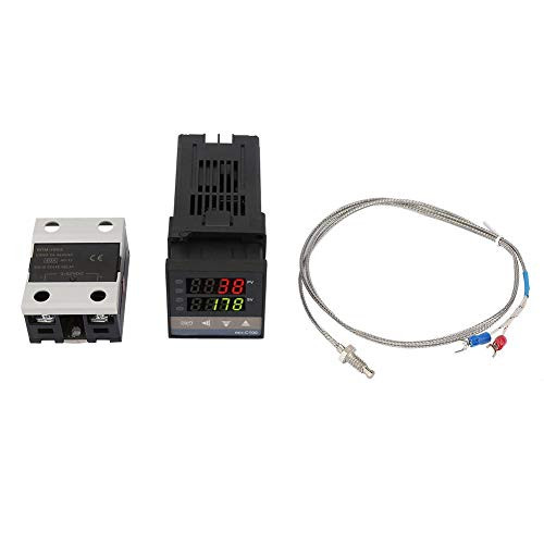 REXC100 Temperature Controller Kit 0?~1300? Alarm Digital LED PID AC110V240V Temperature Controller Thermostat  1M K ThermocoupleTemperature Sensor  40A SSR Solid State Relay