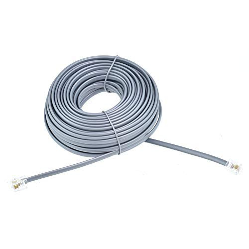 RJ11 6P4C Modular Telephone Extension Cable Phone Cord Line Wire 50 Feet Grey