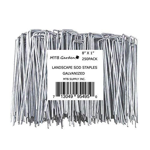 MTB 250 Pack 8x1 inch 11GA012inch Sod Staples Garden Pins Netting Stakes Ground Spikes Landscape Cover Pegs AntiRust Galvanized
