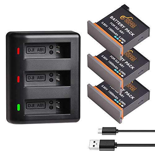 Replacement OSMO Action Battery Pickle Power DJI OSMO Action Battery 3Pcs and USB Rapid 3Channel Charger for DJI OSMO Action Camera as DJI AB1 Battery DJI OSMO AB1 Battery OSMO Action AB1 Battery