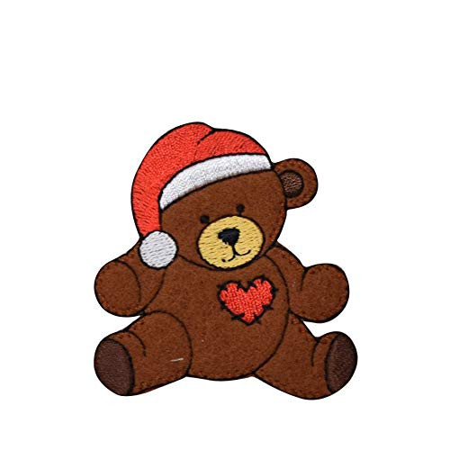 Christmas Teddy Bear Iron on Embroidered Patch