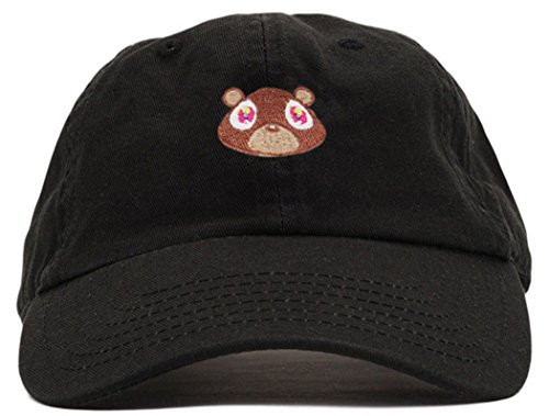 FGSS Mens Bear Print Adjustable Cotton Strapback Dad Hat Baseball Cap Black