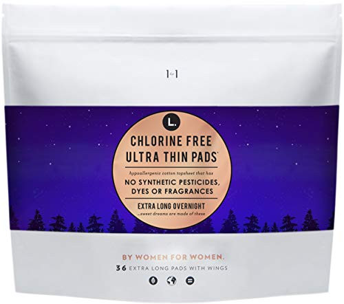 L Chlorine Free Ultra Thin Overnight Absorbency Pads With Wings 36Count Pack Of 36