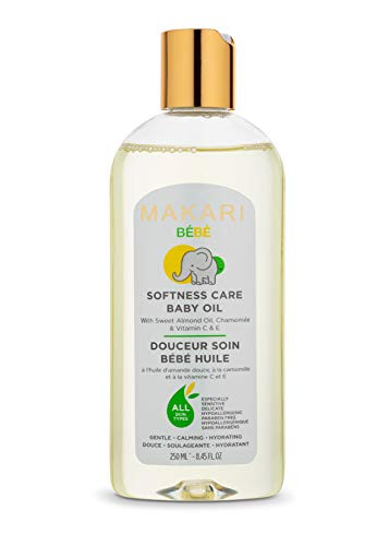 Makari Baby Oil 845 fl Oz  Enriched with Sweet Almond Oil Chamomile  Vitamin C  E  Moisturizing Baby Oil Gentle NonIrritating Formula  Nourishes  Calms Babys Skin