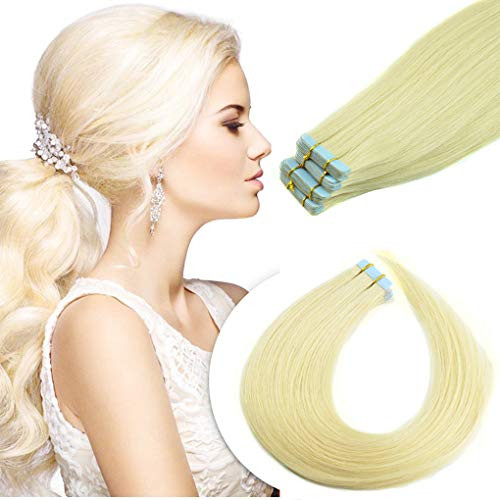 KOCONI Tape In Hair Extensions Remy Human Hair Extensions Balayage Ombre Brown to Blonde Highlights Hair Extension Tape 20PCS 50gPackage14 613