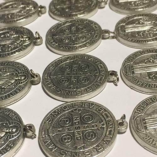 Lot of 25 Saint St Benedict of Nursia Patron Against Evil Medal Pendant 1 14 Inch