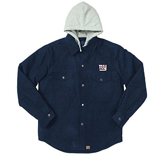 NFL New York Giants Dukane Canvas Quilt Lined Jersey Hooded Jacket Navy XLarge