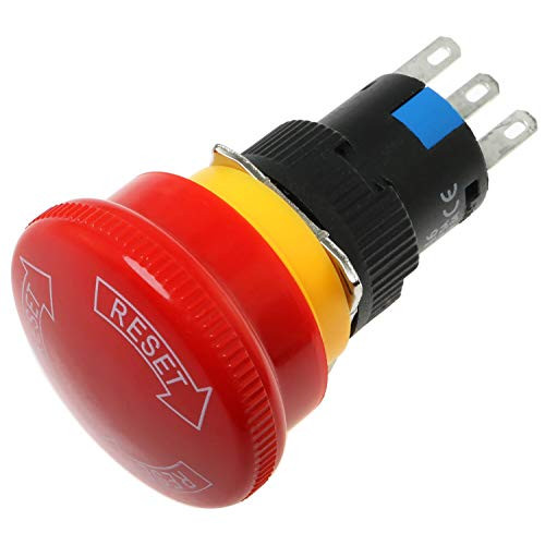 Eoutstanding Red Mushroom Cap AC 250V 5A 3Pin 16mm mounting Hole 1NO 1NC Emergency Stop Push Button Switch LA1611ZSA