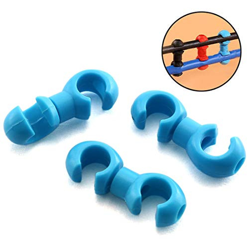 HJ Garden 12pcs Bicycle Cable Clips Rotating SHook Organizer Bike MTB Brake Gear Housing Fixing Holder Guide S Style Buckle ClipsBlue