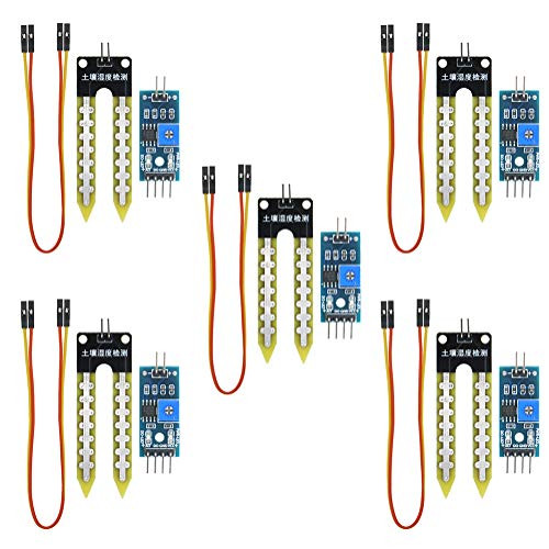 KeeYees 5 Pcs High Sensitivity Soil Moisture Sensor Module with Female to Female Jump Wires Sensor Module Watering System Manager for Arduino
