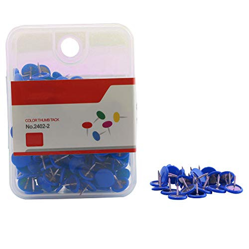 RuiLing 300Pack Blue Thumb Tacks Round Head Push Pin Drawing Push Pins for Bulletin Boards Corkboards or WallMounted Maps