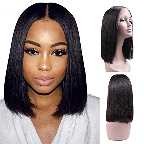 Ucrown Hair 13x4 Lace Front Short Bob Wigs Brazilian Straight Human Hair Wigs For Black Women 130 Density Pre Plucked with Baby Hair Natural Black 8inch Ucrown Hair 13x4 Lace Front Short Bob Wigs Brazilian Straight Human Hair Wigs For Black Women 130 Density Pre Plucked with Baby Hair Natural Black 8inch