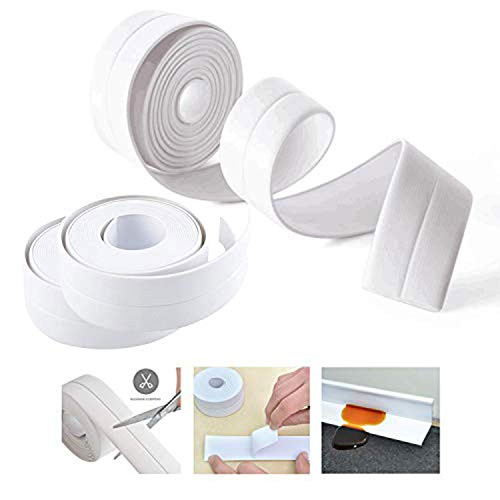 KZKR Tape Caulk Strip 3 Pack PVC Self Adhesive Kitchen Caulking Sealing Tape Protector for Bathtub Bathroom Shower Toilet Kitchen and Wall Sealing 112 x 11 White