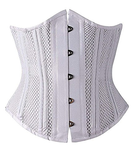 SHAPERX 26 Double Steel Boned Breathable Mesh Corset Heavy Duty Waist Training Shaper  SZ1996WhiteXS