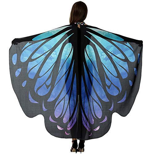 HITOP Butterfly Wings for Women Butterfly Shawl Fairy Ladies Cape Nymph Pixie Costume Accessory Starry Sky