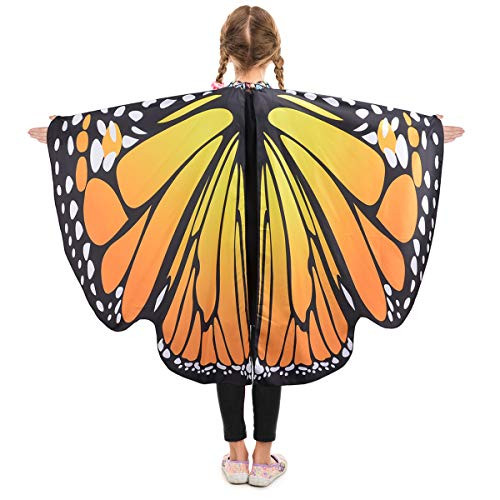 HITOP Butterfly Wings for Women Butterfly Shawl Fairy Ladies Cape Nymph Pixie Costume Accessory Children Orange