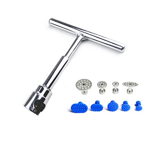 JMgist Paintless Dent Repair Removal Tools Kit Tbar Puller Dent Lifter with 9pcs Puller Tabs PDR Tools for Automobile Car Body Repair