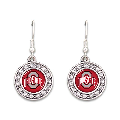 FTH Ohio State Buckeyes Circle Logo Earrings with Crystals