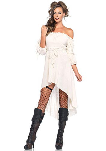 Leg Avenue Womens SM High Low Peasant Dress Ivory SmallMedium