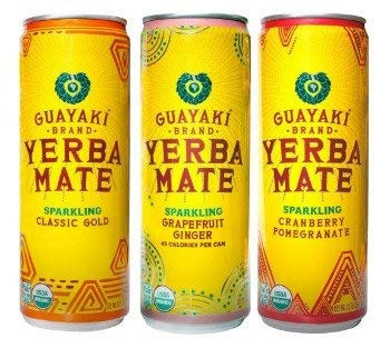 Guayaki Yerba Mate Sparkling  Variety Pack  Classic Gold CranPomegranate Grapefruit Ginger  12floz 3 Of Ea