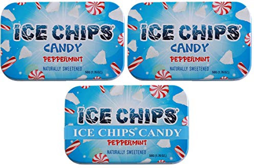 ICE CHIPS Xylitol Candy Tins Peppermint 3 Pack  Includes BAND as shown