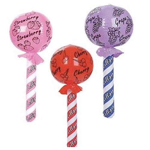 RINCO  SIX 6 Fun Inflatable Lollipop Toys 24  Strawberry Cherry Grape Colors Party Favors Decorations Decor Inflate Pool Parties Candy