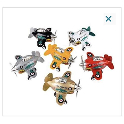 Just4fun Three 3 Diecast Metal Planes  Pullback Friction Toys Sky Shark  35 Stocking Stuffers Party Favors Airplane Jet