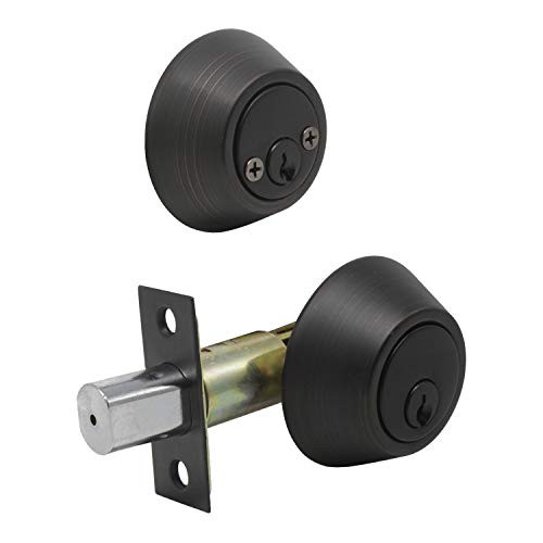 Double Keyed Deadbolt Door Lock in Oil Rubbed Bronze Cylinder Deadbolt