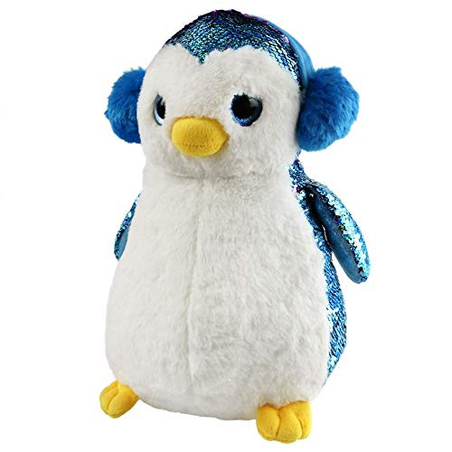 Athoinsu Flip Sequin Stuffed Penguin Plush Toy with Reversible Glitter Sequins Sparkle Christmas Thanksgiving Gifts for Kids Toddlers Blue 14