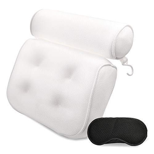 Bath Pillow and Eye Cover  Breathable and Comfortable Mesh Cushion for Head Neck Shoulders  Headrest for Bathtub Hot Tub Spa Jacuzzi