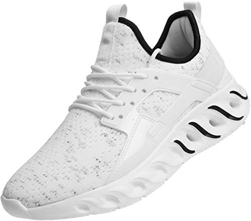 BRONAX Tennis Shoes for Men para Hombres Lace up Slip on Size 8 Lightweight Comfortable Fashion Stylish Walking Court Casual Sports Athletic Sneakers Mens White