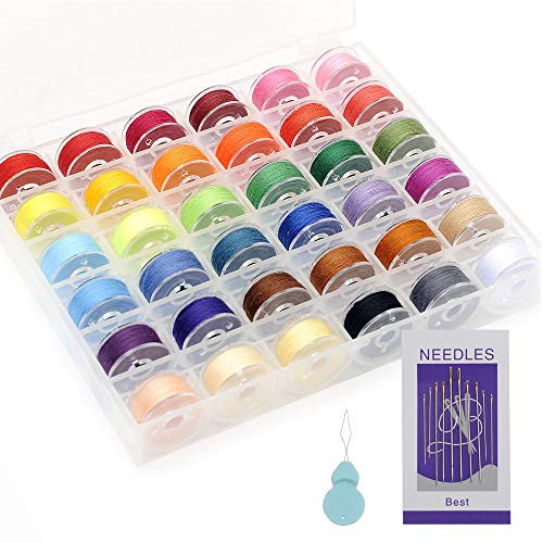 POPKU 36PCS Bobbins with Sewing Thread for Brother Singer Babylock Janome Kenmore 36pcs Bobbins POPKU 36PCS Bobbins with Sewing Thread for Brother Singer Babylock Janome Kenmore 36pcs Bobbins