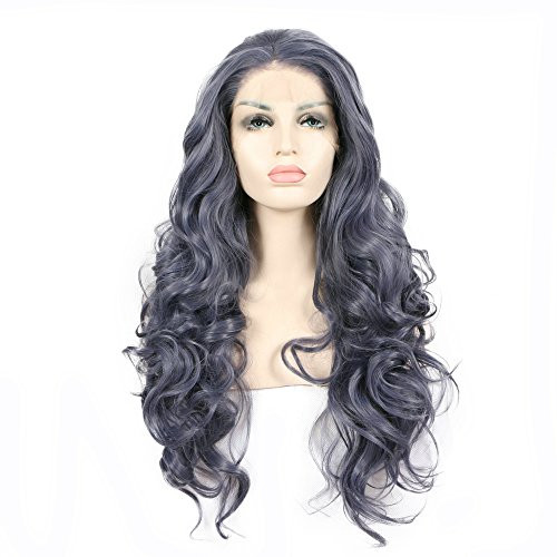 Blue GraySteel Blue Wig Natural Hairline Synthetic Lace Front Wigs for Women Replacement Drag Queen Heat Resistant Glueless Long Hair Wavy Wig Blue GraySteel Blue Wig Natural Hairline Synthetic Lace Front Wigs for Women Replacement Drag Queen Heat Resistant Glueless Long Hair Wavy Wig