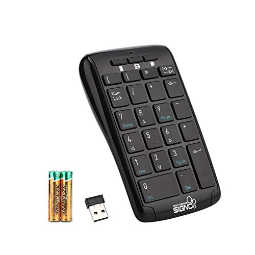 SIGNO Wireless Numeric Keypad, 2.4G Number Pad, 18 Keys Wireless Silent Numeric Keypad with Mini USB Receiver, for Laptop, PC, Desktop, Notebook and More (KP-711)