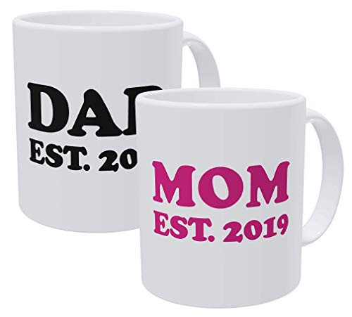Willcallyou Pack Of 2 Mom and Dad Est 2019 Established 11 Ounces Funny Coffee Mug