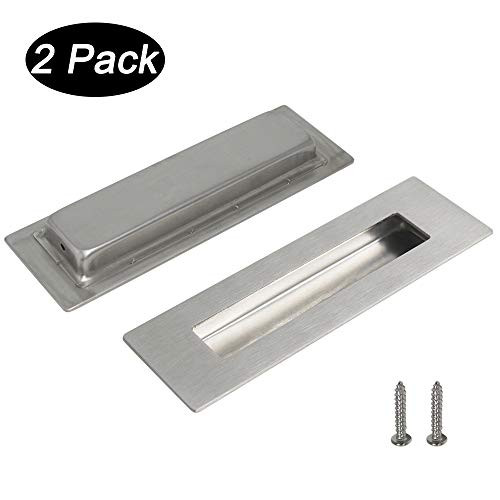 2 Pack Probrico Modern Recessed Sliding Flush Door Handles Drawer Pulls Finger Pulls 6 inch 150mm2 inch 50mm Rectangular Recessed 304# Stainless Steel