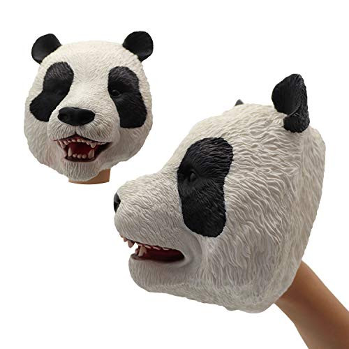 iFkoo Dinosaur Hand Puppet Soft Realistic Rubber Rhinoceros Panda Cat Eagle Hand Puppet Role Party Play Toy Kids Panda