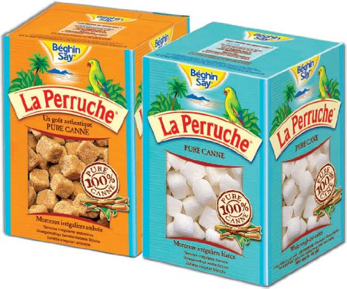 La Perruche 2 x 250g Sugar Cube Set  1ea of White and Brown Sugar Cubes