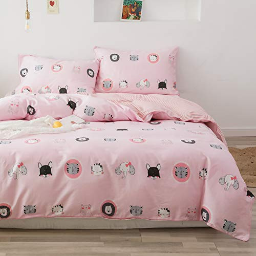BlueBlue Animals Duvet Cover Set Twin 100 Cotton Bedding for Kids Boys Girls Teens Cartoon Cat Lion Tiger Elephant Fox Bear on Pink 1 Zoo Comforter Cover with Zipper Ties 2 Pillowcases Twin BlueBlue Animals Duvet Cover Set Twin 100 Cotton Bedding for Kids Boys Girls Teens Cartoon Cat Lion Tiger Elephant Fox Bear on Pink 1 Zoo Comforter Cover with Zipper Ties 2 Pillowcases Twin
