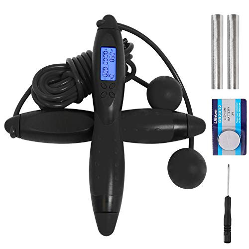 SATULUV Jump Rope Digital Jump Rope with Counter Smart Calorie counting Fitness Skipping Ropes Indoor and Outdoor Adjustable Weighted Skipping Rope for Men Women Children Cordless Jump Rope