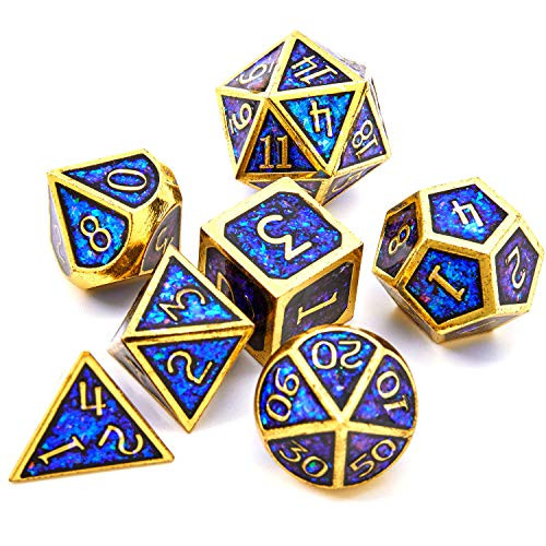 DND Metal Dice Set Role Playing 7PCS Dungeons and Dragons Dice Pathfinder RPG Games DND Dice Metal dice Set dd Blue