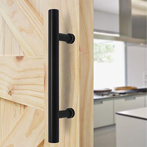 12 Sliding Barn Door Handle and Pull Hardware Set  Finger Flush Pull and Handle for Sliding Door Barn Gate Shed Garage  Heavy Duty  Matte Black