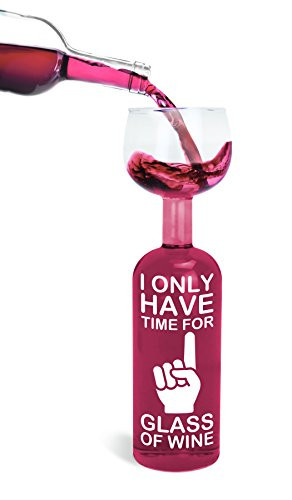BigMouth Inc Original Wine Bottle Glass - "I only have time for ONE glass of wine" Giant Wine Glass Holds Full Bottle of 750ml Wine Funny Gag Gift