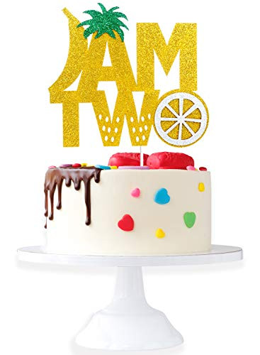 I AM Two Birthday Topper  Twotti Frutti Lemon Strawberry Cake Decor  Happy 2nd Birthday Kids Second Birthday Party  Two Years Old Fruity Tutti Theme Party Derocation