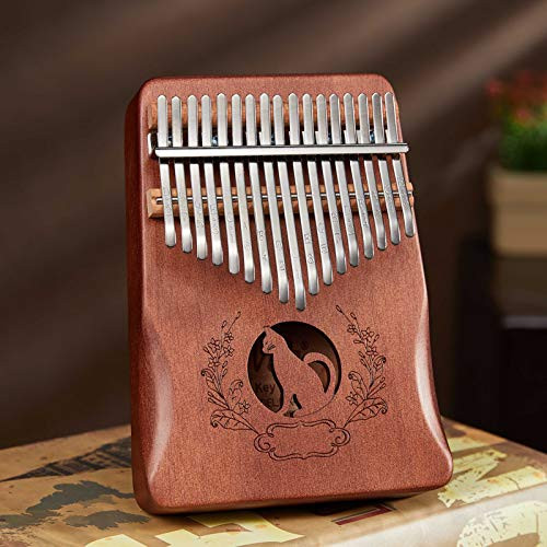 Thumb Piano 17 Key Kalimba with Mahogany Wood Portable Finger Piano Gifts for Kids and Piano Beginners Professional Tune Hammer and Study Instruction ?Coffee?