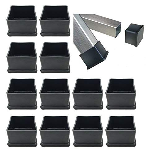 Addlike Chair Leg Floor Protectors Furniture Leg Caps Rubber Square Shaped Furniture Table Chair Leg Foot Cover Cap 17x17x12LxWxH Black Set of 12